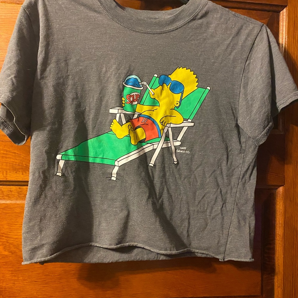 Gray Crop Top with Cartoon Print